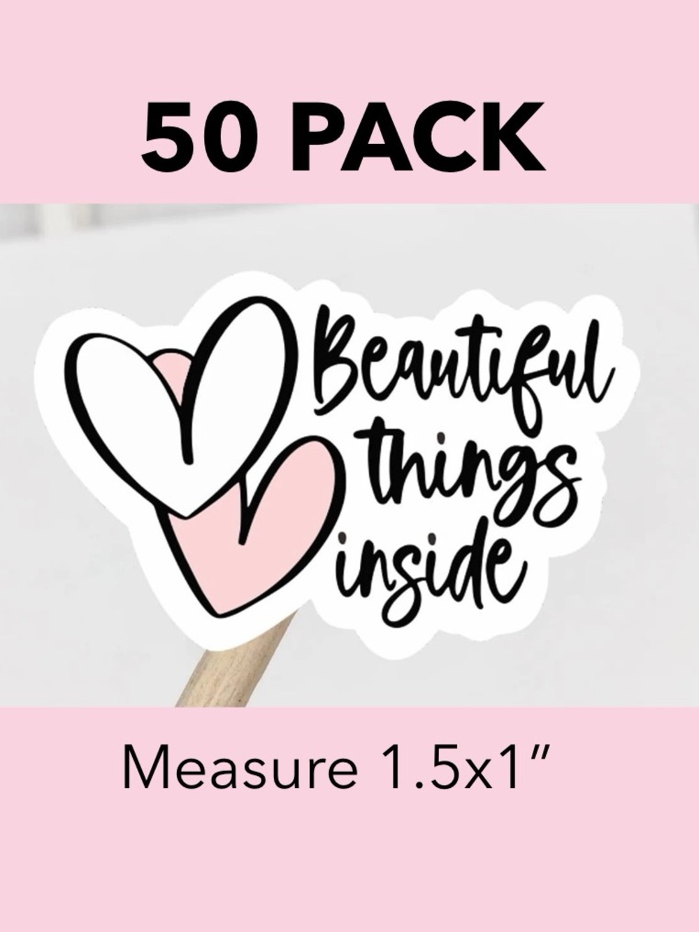 50 Pk. Stickers Hearts Beautiful Things Inside